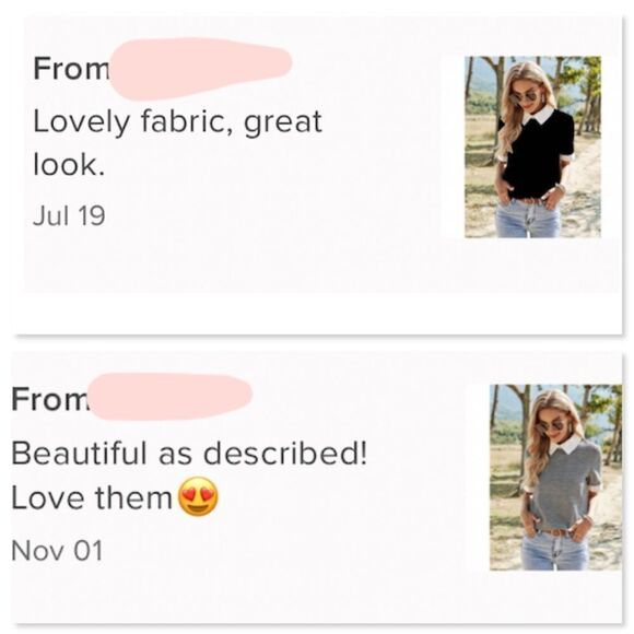 Black Blouse Shirt White Collar - Picture 8 of 11